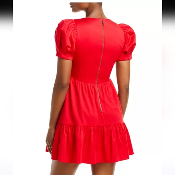 ALICE + OLIVIA Ann Curved Empire-Waist Tiered Cotton Minidress. Size 2 - Picture 11 of 14